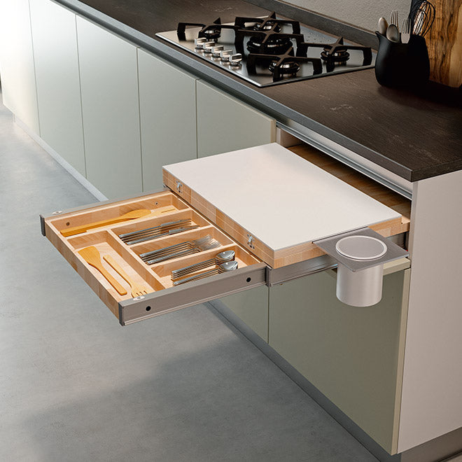 Load image into Gallery viewer, Salice Atim Cook pull-out drawer table extended