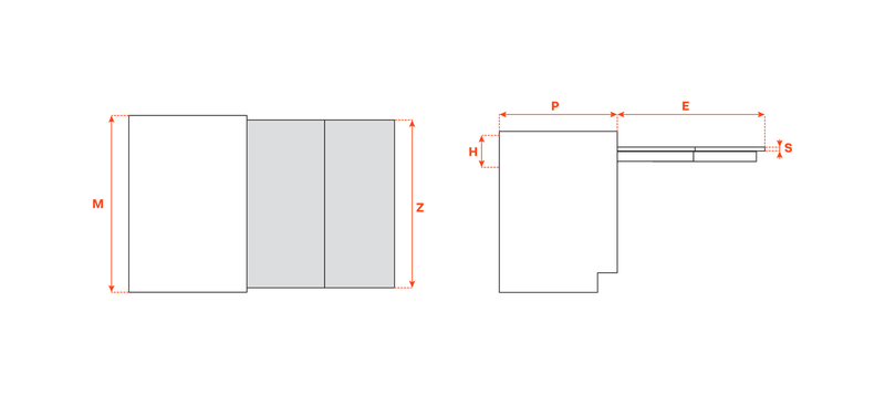 Load image into Gallery viewer, Salice Atim Siesta technical drawing, 600mm version