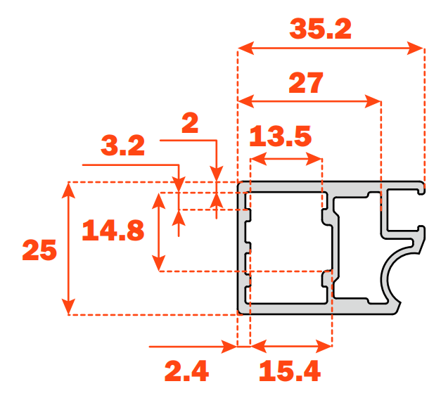 Load image into Gallery viewer, Salice Conecta 25mm Aluminium Profile with Grooved Handle - 2950mm - Individual Lengths