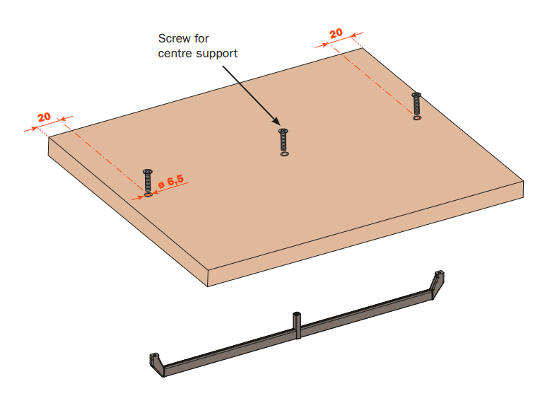 Load image into Gallery viewer, Salice Excessories Hanger Rail Centre Support to suit Angled End Supports