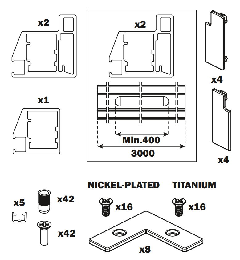 Load image into Gallery viewer, Salice Folder 180 Aluminium Framed Door Kit for Two Doors
