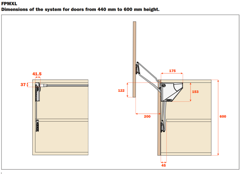Load image into Gallery viewer, Salice EvoLift Parallel Lift System for Tall Doors (440-600mm)