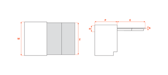 Salice Atim Siesta technical drawing, 600mm version