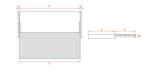 Salice Atim Snack technical drawing, 1860mm