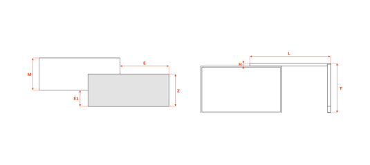 Salice Atim Sestante technical drawing, 900mm depth