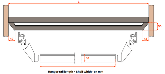 Salice Excessories Hanger Rail End Supports to suit Modular Shelves