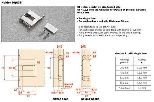 Salice Folder 180 Conecta Hinge Kit - Recessed Front Fix Holder - DQGB3