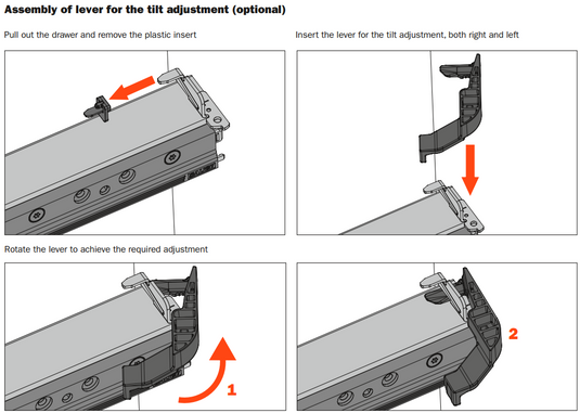 Salice F70 Levers for Tilt Adjustment