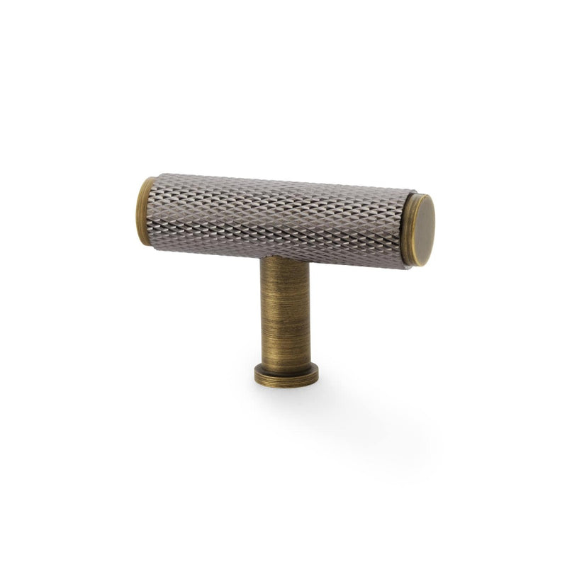 Load image into Gallery viewer, Alexander and Wilks - Crispin Knurled T-bar Cupboard Knob Dual Finish
