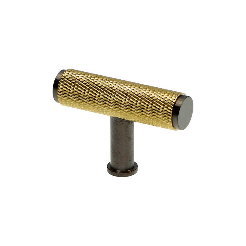 Load image into Gallery viewer, Alexander and Wilks - Crispin Knurled T-bar Cupboard Knob Dual Finish
